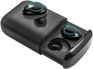 black true wireless earbuds 5.0, souleader deep bass hifi sports earbuds, sweat proof earphones with built-in microphone, double ear call logo