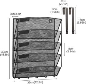 img 1 attached to 📚 Maximize Office Space Efficiency with Samstar Hanging Wall File Organizer - 5 Tier, Black, Mesh Metal, Wall Mount Office Cubicle Paper Letter Folder Holder