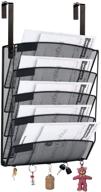 📚 maximize office space efficiency with samstar hanging wall file organizer - 5 tier, black, mesh metal, wall mount office cubicle paper letter folder holder логотип