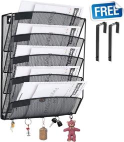 img 3 attached to 📚 Maximize Office Space Efficiency with Samstar Hanging Wall File Organizer - 5 Tier, Black, Mesh Metal, Wall Mount Office Cubicle Paper Letter Folder Holder