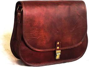 img 2 attached to 14 Inch Brown Leather Crossbody Satchel Ladies Purse for Women - Genuine Leather Shoulder Bag Tote Travel Purse