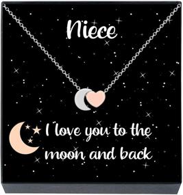 img 4 attached to 🌙 I Love You to The Moon and Back Niece Necklace, Heart & Moon Pendant Necklace, Sentimental Niece Jewelry Gifts from Aunt/Uncle