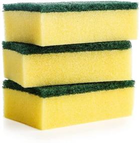 img 1 attached to 🧽 DecorRack 14-Pack Kitchen and Bathroom Cleaning Scrub Sponges - Dual-Sided, Absorbent and Abrasive Dish Pads for Dishes, Car Wash, Heavy Duty - Green Yellow