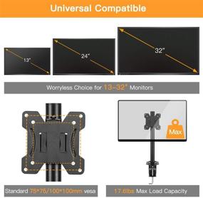 img 3 attached to 🖥️ ErGear EGCM12: Height/Angle Adjustable Monitor Mount for 13-32'' Screens, Holds up to 17.6lbs - Black