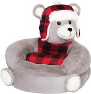 trend lab kids plush character chair: buffalo check bear - a cozy and delightful addition for little ones! logo