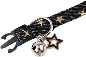 img 3 attached to 🐾 Black Breakaway Cat Collar with Star Charm Studs & Bell - Small Dog and Puppy Collars