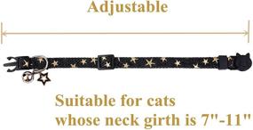 img 2 attached to 🐾 Black Breakaway Cat Collar with Star Charm Studs & Bell - Small Dog and Puppy Collars