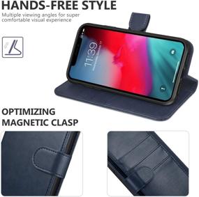 img 1 attached to TUCCH iPhone XR Case - Dark Blue PU Leather Wallet Flip Cover with Card 📱 Slot, Stand Holder, RFID Blocking, Wireless Charging, TPU Protective Shell - Compatible with iPhone XR 6.1