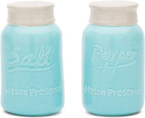 img 1 attached to 🦊 Fox Run Ceramic Mason Jar S&amp;P Shakers: Blue Salt and Pepper Set!