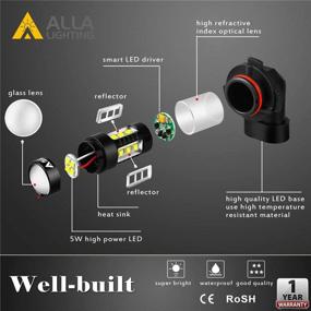 img 2 attached to 💡 Экстремально яркие лампы H16 H8 H11 LED: 6000K ксеноново-белые противотуманные фонари / дневные ходовые огни с мощностью 80W Cree 12V на замену от Alla Lighting