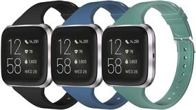 img 4 attached to Wekin Slim Bands: Stylish Soft Silicone 📱 Replacement Wristbands for Fitbit Versa Smartwatch (Pack of 3)