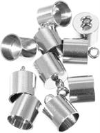 craft county 10-piece set of stainless steel silver smooth cord end caps findings, 12mmx7mm and 13mmx8mm, diy craft supplies (13mm x 8mm) logo