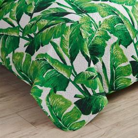 img 2 attached to 🌿 3Pcs Summer Tropical Rainforest Quilt Set: Full/Queen Size Lightweight Green Leaves Bedding