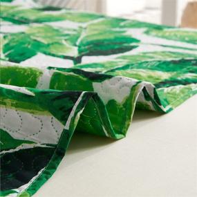 img 1 attached to 🌿 3Pcs Summer Tropical Rainforest Quilt Set: Full/Queen Size Lightweight Green Leaves Bedding