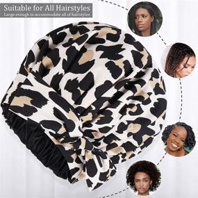 img 2 attached to 🧖 Satin Bonnet for Women | Curly Hair Silk Bonnet | Silk Hair Bonnet for Sleeping | Extra Large Satin Bonnet for Braids with Adjustable Tie Band | Bonnets for Black Women