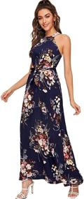 img 2 attached to Floerns Women's Floral Print Maxi Dress with Sleeveless Halter Neck Design