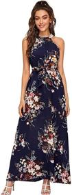 img 4 attached to Floerns Women's Floral Print Maxi Dress with Sleeveless Halter Neck Design