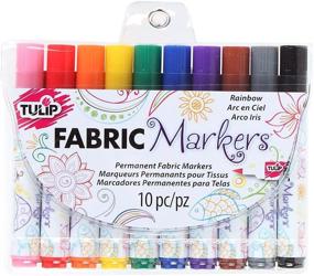 img 2 attached to 🌈 Tulip Permanent Rainbow Fabric Brush Tip Markers - Set of 10