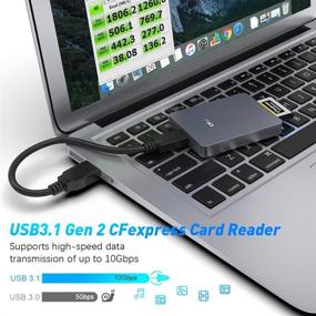 img 2 attached to Rocketek CFexpress Card Reader: Portable Aluminum Type-B Reader Supporting USB3.1 Gen2 (10Gbps), Thunderbolt 3 Connection; Compatible with Windows/Mac OS/Linux