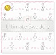 🐰 swaddledesigns large receiving blanket, ultimate swaddle for baby boys and girls, softest us cotton flannel, best shower gift, made in usa, garden bunny pastel pink, mom’s choice winner, sd-604pp logo