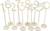 🪡 oulii wooden wedding table number holders set 1-10, 10pcs in wood color - enhanced for seo logo