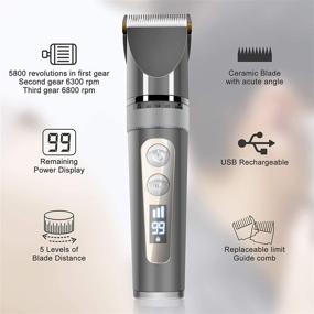 img 3 attached to Professional Hair Clippers for Men - Cordless Hair Cutting Kit with Ceramic Blades & LED Display, 200 Minutes Run Time, 3-Speed Adjustment, 8 Guide Combs - Stylish, Great Gift
