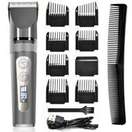 professional hair clippers for men - cordless hair cutting kit with ceramic blades & led display, 200 minutes run time, 3-speed adjustment, 8 guide combs - stylish, great gift logo