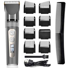 img 4 attached to Professional Hair Clippers for Men - Cordless Hair Cutting Kit with Ceramic Blades & LED Display, 200 Minutes Run Time, 3-Speed Adjustment, 8 Guide Combs - Stylish, Great Gift