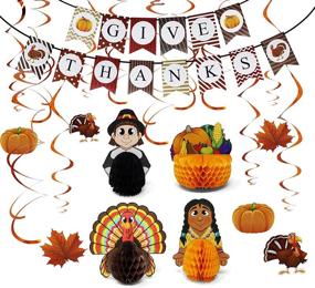 img 4 attached to 🦃 Complete Thanksgiving Party Decoration Set: JOYIN Including 4 Playmates, 1 Hanging Garland, 12 Swirls with Hanging Cutouts - Perfect Holiday Decor!