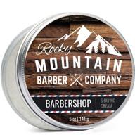 men's barbershop scent shaving cream - hydrating, thick lather for all skin types including sensitive skin - 5oz tin by rocky mountain barber co. logo