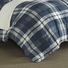 img 2 attached to 🛏️ Nautica Home Crossview Collection - Ultra Soft & Cozy Microsuede Reversible Plaid Quilted Comforter with Matching Shams - 3-Piece Queen Bedding Set in Navy