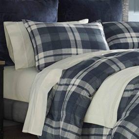 img 3 attached to 🛏️ Nautica Home Crossview Collection - Ultra Soft & Cozy Microsuede Reversible Plaid Quilted Comforter with Matching Shams - 3-Piece Queen Bedding Set in Navy