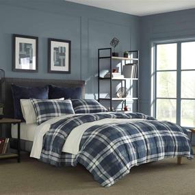 img 4 attached to 🛏️ Nautica Home Crossview Collection - Ultra Soft & Cozy Microsuede Reversible Plaid Quilted Comforter with Matching Shams - 3-Piece Queen Bedding Set in Navy