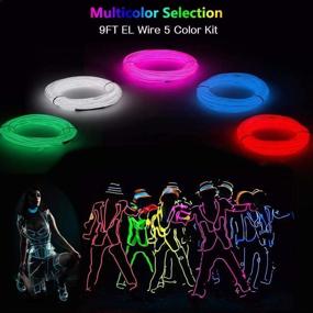 img 3 attached to 🔥 MaxLax EL Wire Portable Set: 9ft Cuttable Neon Glowing Electroluminescent Wire Light Kit - Perfect for Halloween DIY Decorations (Green, Blue, Red, White, Pink)