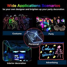 img 2 attached to 🔥 MaxLax EL Wire Portable Set: 9ft Cuttable Neon Glowing Electroluminescent Wire Light Kit - Perfect for Halloween DIY Decorations (Green, Blue, Red, White, Pink)