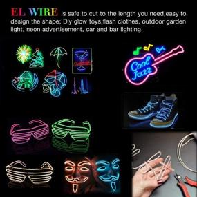 img 1 attached to 🔥 MaxLax EL Wire Portable Set: 9ft Cuttable Neon Glowing Electroluminescent Wire Light Kit - Perfect for Halloween DIY Decorations (Green, Blue, Red, White, Pink)