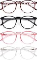 iboann 4 pack blue light blocking glasses for women and men - anti eyestrain computer eyewear with retro round frames and clear lens logo
