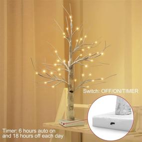 img 2 attached to Pair of 2- FastDeng Birch Tree Lighted, 2FT 36 LED Warm White Lights, Battery Powered Timing Tabletop Bonsai Tree Light for Home Bedroom Holiday Wedding Party Indoor Decoration