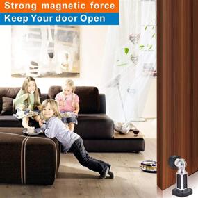 img 1 attached to 🚪 Magnetic Door Stop Black - Door Stopper with Magnet Holder for Kitchen Cabinets - Strong Mount Wall Door Stop - Includes Screws - Keeps Your Door Open - 2 Pack