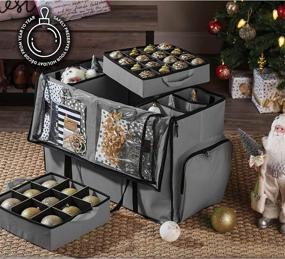 img 3 attached to 🎄 Super Rigid 2-in-1 Christmas Ornament Storage Box with Easy Access System - Keeps 73 Ornaments Securely and Accommodates Xmas Figurines & Decorations