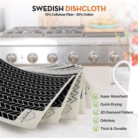 img 2 attached to Walker Essentials Swedish Dishcloths - Eco-Friendly Cleaning Cloths for Kitchen, Dishes, Outdoors & Bathrooms - Odor-Free, Quick-Drying, All-Natural Cellulose-Cotton Blend - 10 Pack