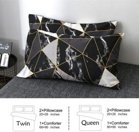 img 1 attached to Geometric Black Comforter Set - Queen Size | Black Marble Bedding | Lightweight Black and White Plaid Cotton | Gold Lines Decor | Perfect Bedding for Women and Men