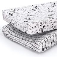 the peanutshell baby changing pad covers: black & white 2 pack set with zoo animals & tribal stripes – perfect for boys or girls logo