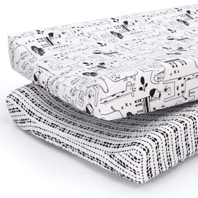 img 4 attached to The Peanutshell Baby Changing Pad Covers: Black & White 2 Pack Set with Zoo Animals & Tribal Stripes – Perfect for Boys or Girls