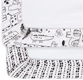 img 1 attached to The Peanutshell Baby Changing Pad Covers: Black & White 2 Pack Set with Zoo Animals & Tribal Stripes – Perfect for Boys or Girls