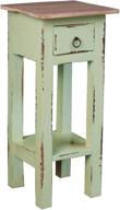 🌺 sunset trading shabby chic cottage end table with lime wash top - small one drawer, bahama logo