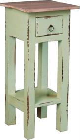 img 4 attached to 🌺 Sunset Trading Shabby Chic Cottage End Table with Lime Wash Top - Small One Drawer, Bahama