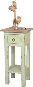 img 2 attached to 🌺 Sunset Trading Shabby Chic Cottage End Table with Lime Wash Top - Small One Drawer, Bahama