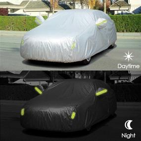 img 1 attached to 🚗 Universal Full Car Covers for SUVs - 4 Layers, All Weather Waterproof, UV Protection, Windproof, Rain Dust Scratch Snow Car Cover - Fits Large SUVs (190’’-201’’)