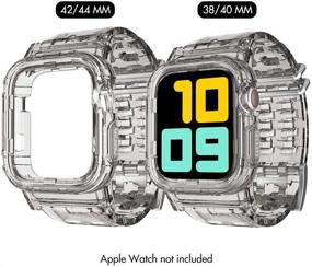 img 2 attached to Стильный ремешок для часов AHASTYLE Clear Apple Watch 40мм/38мм с прочным бампером - серии SE 6 5 4 3 2 1 - цвет кристаллический серый